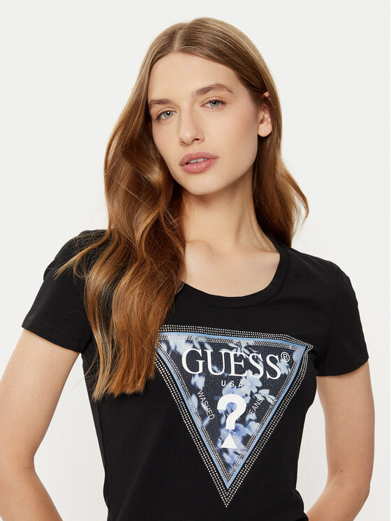 Guess Guess Футболка W5RI00 J1314 Чорний Regular Fit
