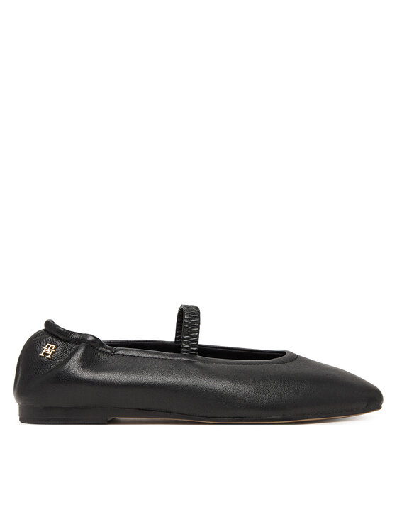 Tommy Hilfiger Μπαλαρίνες Tommy Hilfiger Soft Leather Ellastic Ballerina FW0FW09245 Μαύρο