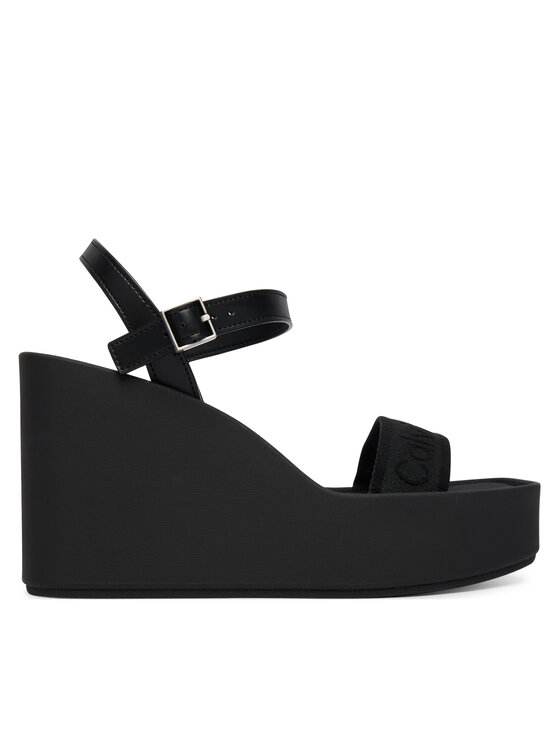 Calvin Klein Sandales Calvin Klein Wedge 70 Sndl Webbing Lth HW0HW02882 Melns