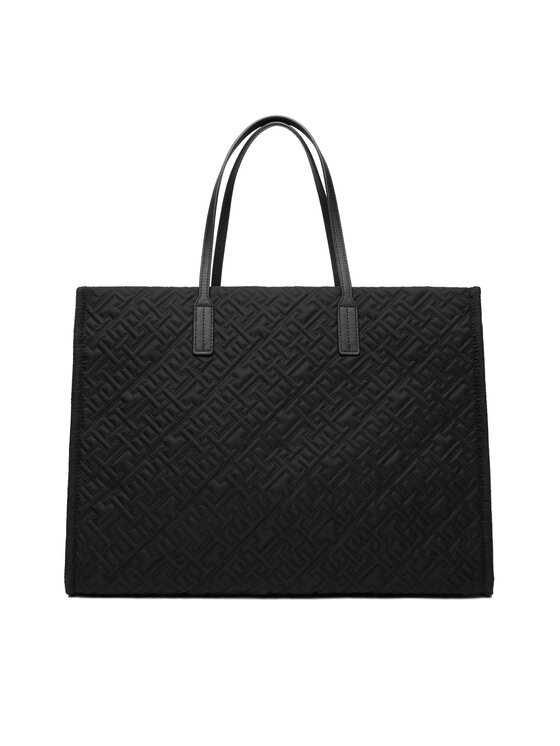 Tommy Hilfiger Geantă Tommy Hilfiger Th City Tote Mono Nylon AW0AW18163 Negru