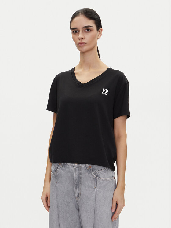 HUGO HUGO Футболка Nika_T-Shirt 50540046 Чорний Regular Fit