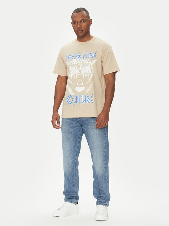 Versace Jeans Couture Versace Jeans Couture T-shirt 78GAHT06 Beige Regular Fit