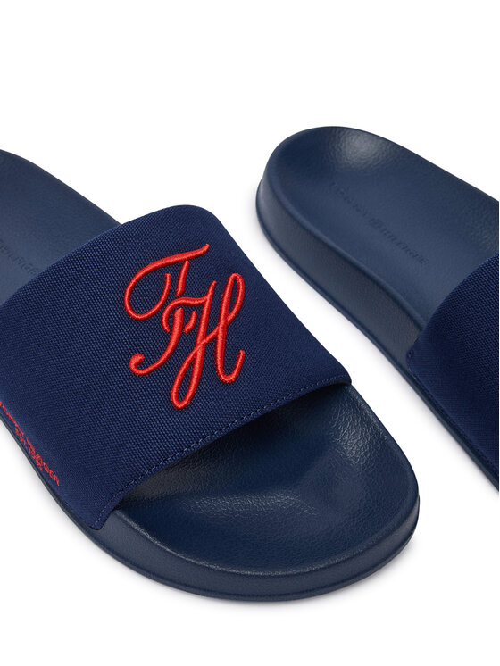 Tommy Hilfiger Natikači Tommy Hilfiger Logo Embroidery Canvas FM0FM05858 Mornarsko modra