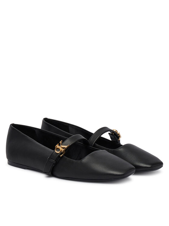 Calvin Klein Balerina Calvin Klein Squared Ballerina Mj Lth Mg Hdw HW0HW03430 Fekete