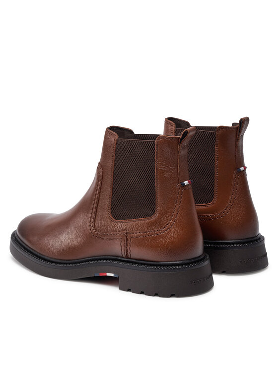 Tommy Hilfiger Členková obuv s elastickým prvkom Tommy Hilfiger Comfort Lwt Lth Chelsea FM0FM05184 Hnedá