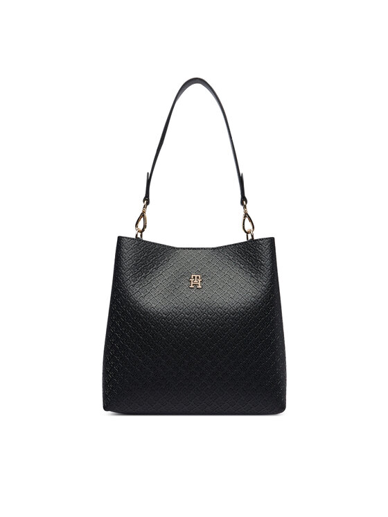 Tommy Hilfiger Torebka Tommy Hilfiger Th Icon Shoulder Bag Mono AW0AW19000 Czarny