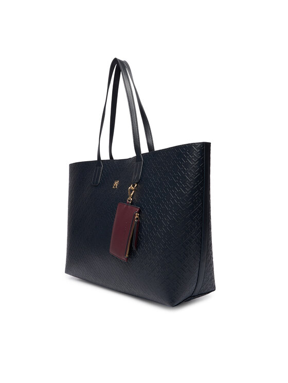 Tommy Hilfiger Kabelka Tommy Hilfiger Th Icon Tote Mono AW0AW18174 Tmavomodrá