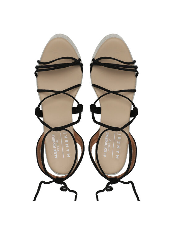 Manebi Еспадрильї Manebi Lace-Up Wedge Espadrilles L 8.6 WA Чорний