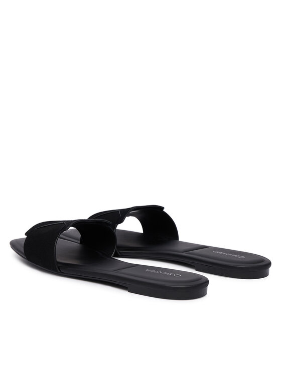 Calvin Klein Papucs Calvin Klein Square Flat Sndl Embl Suede HW0HW03055 Fekete