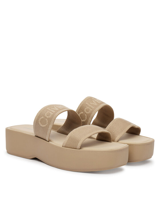 Calvin Klein Iešļūcenes Calvin Klein Flatform Sndl Webbing HW0HW02878 Bēšs