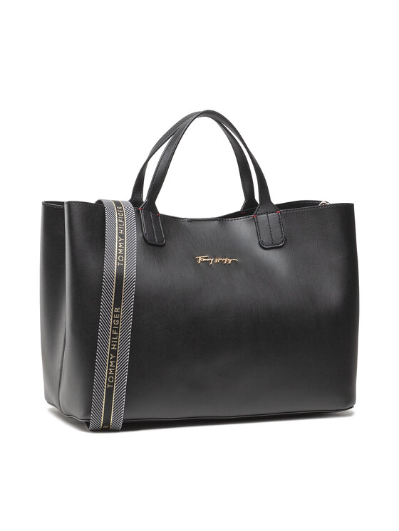 Tommy Hilfiger Rankinė Tommy Hilfiger Iconic Tommy Satchel Sign AW0AW11103 Juoda