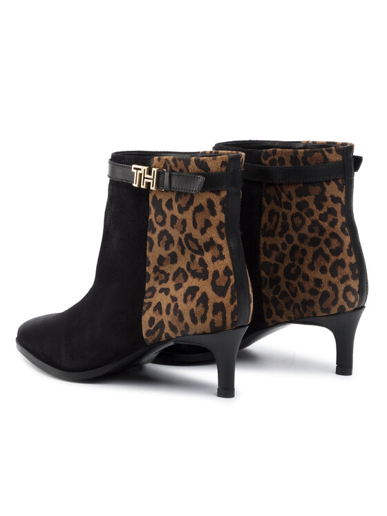 Tommy Hilfiger Botine Tommy Hilfiger Leo Print Bootie FW0FW04501 Negru