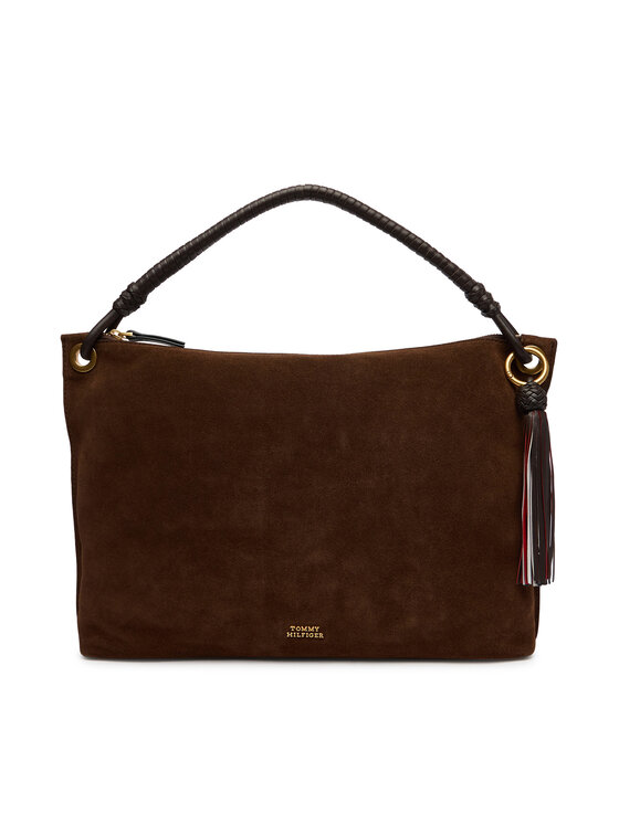 Tommy Hilfiger Borsetta Tommy Hilfiger Th Statement Leather Bag Suede AW0AW18402 Marrone