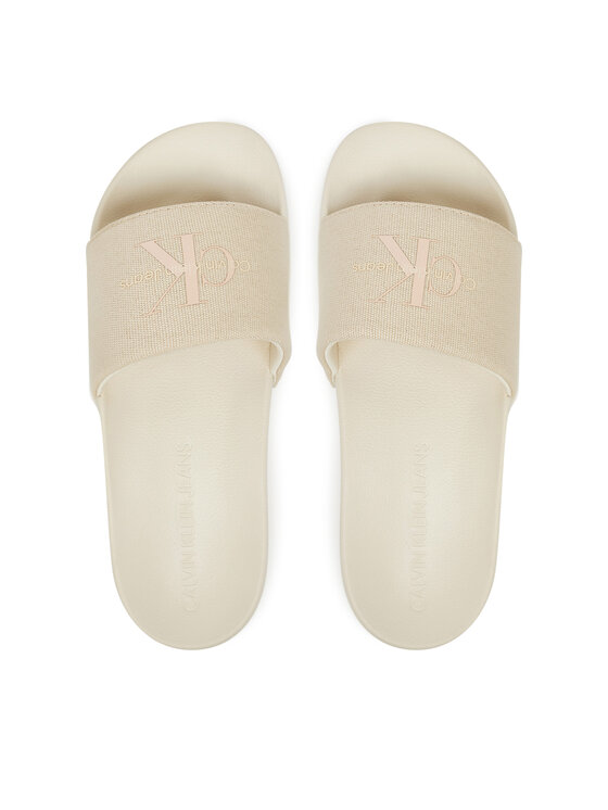Calvin Klein Jeans Чехли Calvin Klein Jeans Slide Monogram Wn YW0YW01835 Екрю