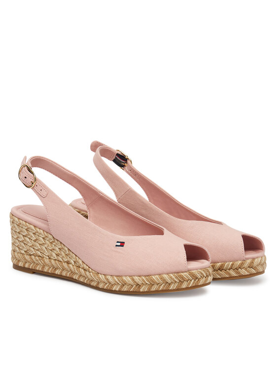 Tommy Hilfiger Espadryle Tommy Hilfiger Mid Wedge Espad Slingback Speck FW0FW09472 Różowy
