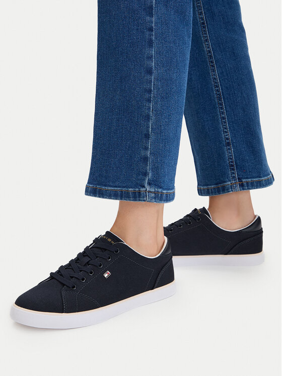 Tommy Hilfiger Sneakersy Tommy Hilfiger Th Low Profile Vulc Canvas FW0FW09102 Granatowy