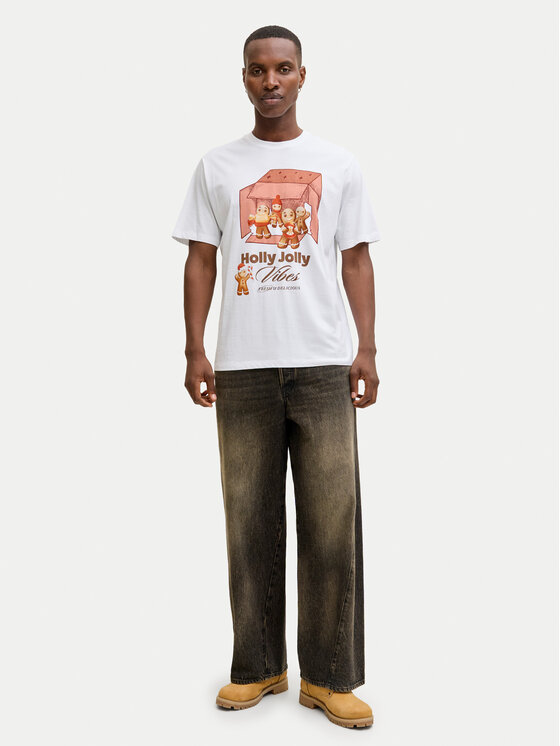 Jack & Jones Jack & Jones Футболка Holiday Cartoon 12287550 Білий Relaxed Fit