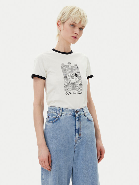 KARL LAGERFELD KARL LAGERFELD Marškinėliai A2W17087 Écru Regular Fit