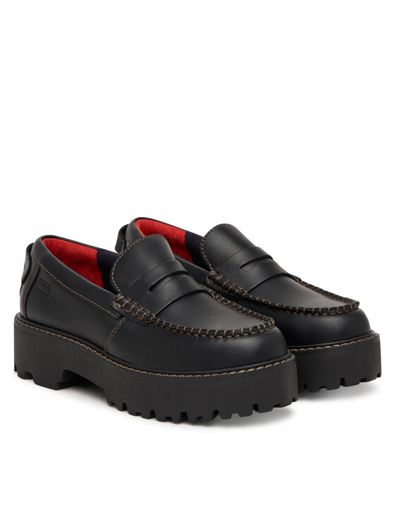 Tommy Jeans лоуфъри с дебела подметка Tommy Jeans Archive '01 Loafer Leather EN0EN03005 Черен