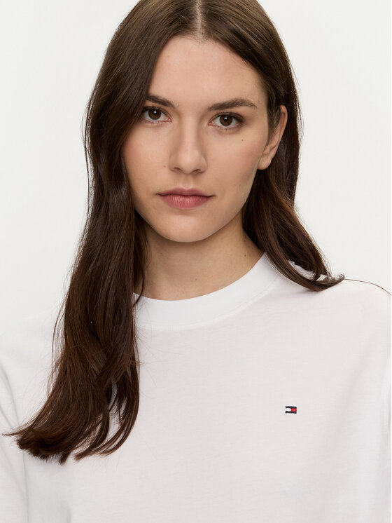 Tommy Hilfiger Tommy Hilfiger T-shirt Modern Flag WW0WW43597 Bianco Relaxed Fit