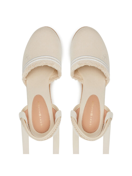 Tommy Hilfiger Espadrile Tommy Hilfiger Fringe Canvas High Wedge FW0FW08878 Écru
