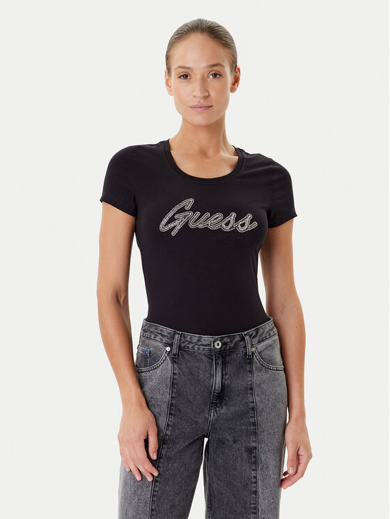 Guess Guess Футболка W5YI16 J1314 Чорний Regular Fit