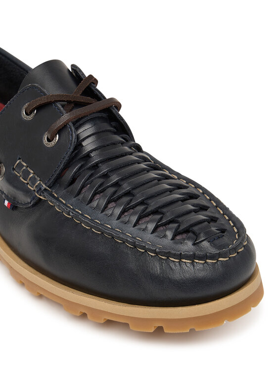 Tommy Hilfiger Обувки Tommy Hilfiger Hilfiger Braided Lth Boat Shoe FM0FM05892 Тъмносин