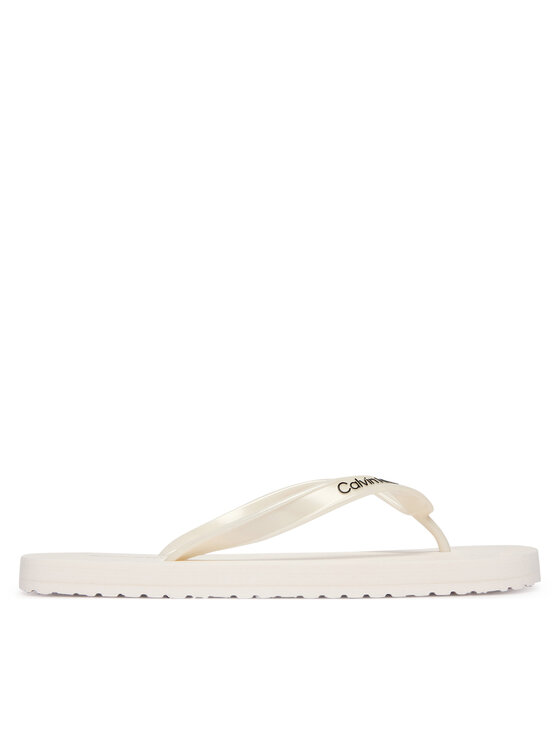 Calvin Klein Japanke Calvin Klein Arwa - Metallic Pearlised Flip Flops HW0HW02956 Bijela