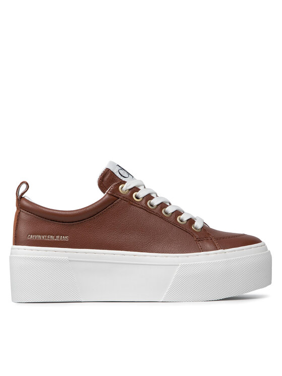 Calvin Klein Jeans Сникърси Calvin Klein Jeans Vulcanized Flatform Laceup L YW0YW00366 Кафяв