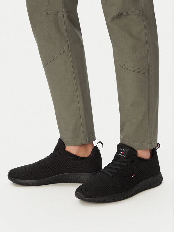 Tommy Hilfiger Sneakersy Tommy Hilfiger Corporate Knit Rib Runner FM0FM02838 Czarny