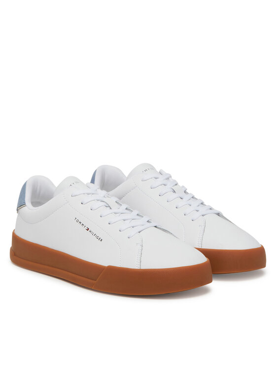 Tommy Hilfiger Sneakersy Tommy Hilfiger Th Court Lth Detail Ess FM0FM05367 Biały