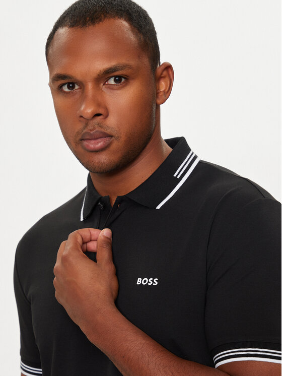 BOSS Boss Polo marškinėliai Paul 50506193 Juoda Slim Fit