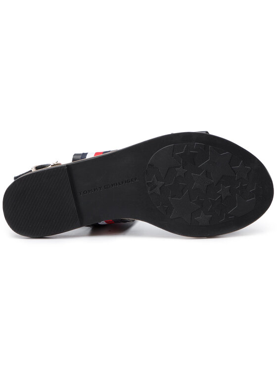 Tommy Hilfiger Sandały Tommy Hilfiger Flat Sandal Corporate Ribbon FW0FW04049 Granatowy