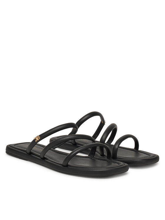 Tommy Hilfiger Natikači Tommy Hilfiger Strappy Leather Mule FW0FW08939 Črna