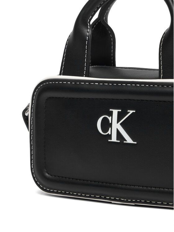 Calvin Klein Дамска чанта Calvin Klein Contrast Ck Mini Bauletto Bag LV04F1257G Черен