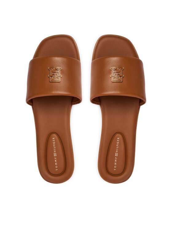 Tommy Hilfiger Iešļūcenes Tommy Hilfiger Th Logo Hardware Leather Mule FW0FW09292 Brūns