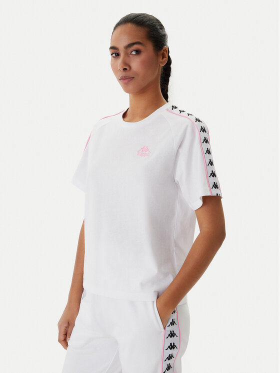 Kappa Kappa Camiseta Banda Adi 371U6WW Blanco Regular Fit