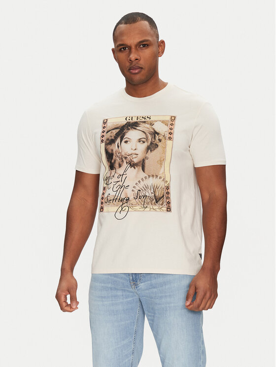 Guess Guess Camiseta M5GI41 KBW41 Écru Regular Fit