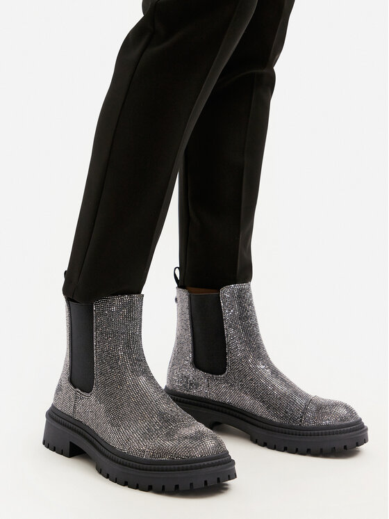 Steve Madden Členková obuv s elastickým prvkom Steve Madden Moonlit SM11003468 Strieborná