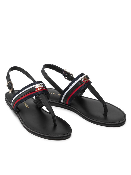 Tommy Hilfiger Sandále Tommy Hilfiger Corporate Th Webbing Flat Sandal FW0FW06543 Čierna
