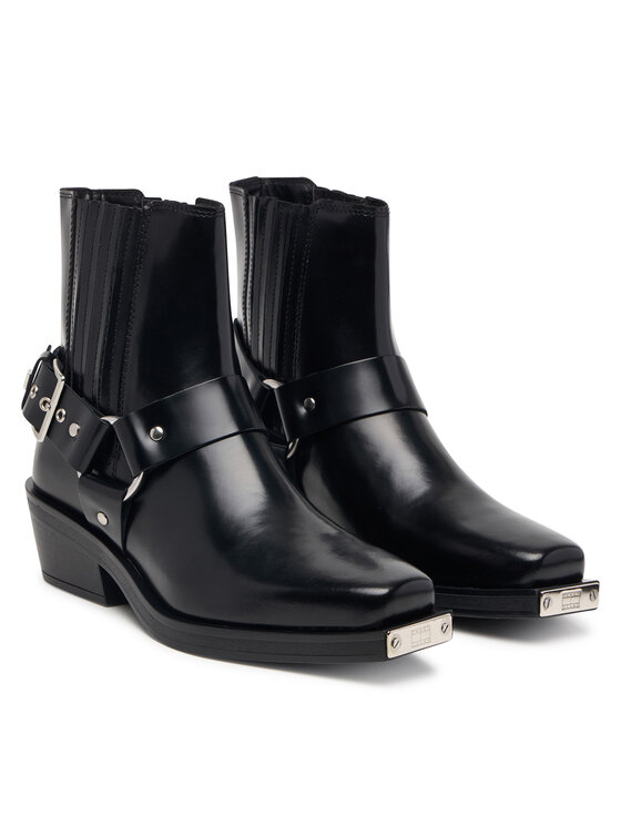 Tommy Jeans Členková obuv Tommy Jeans Tjw Buckle Leather Cowboy Boots EN0EN03143 Čierna