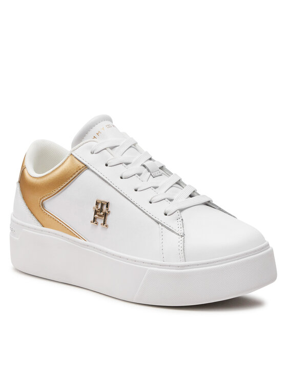 Tommy Hilfiger Sneakersy Tommy Hilfiger Th Platform Court Sneaker Gld FW0FW08073 Bílá