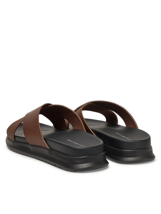 Tommy Hilfiger Šľapky Tommy Hilfiger D Density Hilfiger Lth Cc Sand FM0FM05358 Hnedá
