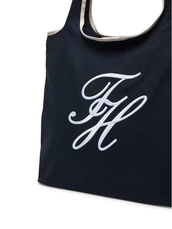 Tommy Hilfiger Geantă Tommy Hilfiger Th Summer Tote Canvas AW0AW18398 Bleumarin
