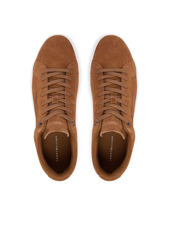 Tommy Hilfiger Snīkeri Tommy Hilfiger Th Court Premium Suede FM0FM05880 Brūns