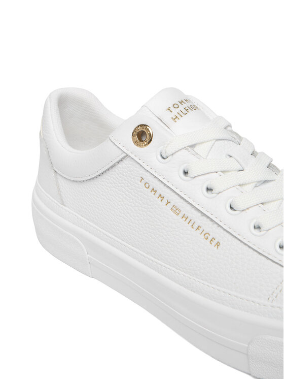 Tommy Hilfiger Sneakersy Tommy Hilfiger Th Foxing Platform Leather FW0FW09018 Biela