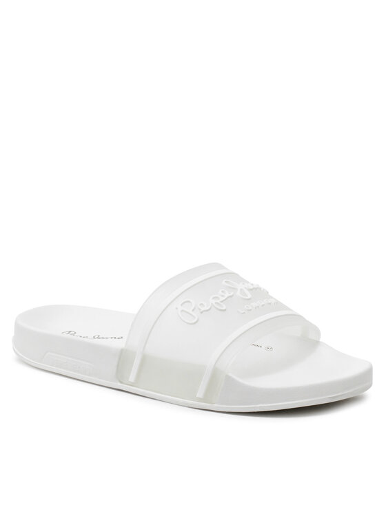 Pepe Jeans Natikači Pepe Jeans Slider Translucent W PLS70147 Bela