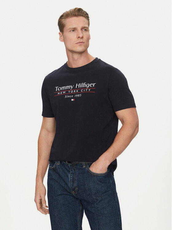 Tommy Hilfiger Tommy Hilfiger Marškinėliai Center Stack MW0MW38621 Tamsiai mėlyna Regular Fit