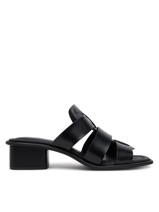 Calvin Klein Jeans Şlapi Calvin Klein Jeans Heel Square Mg Lth YW0YW01702 Negru
