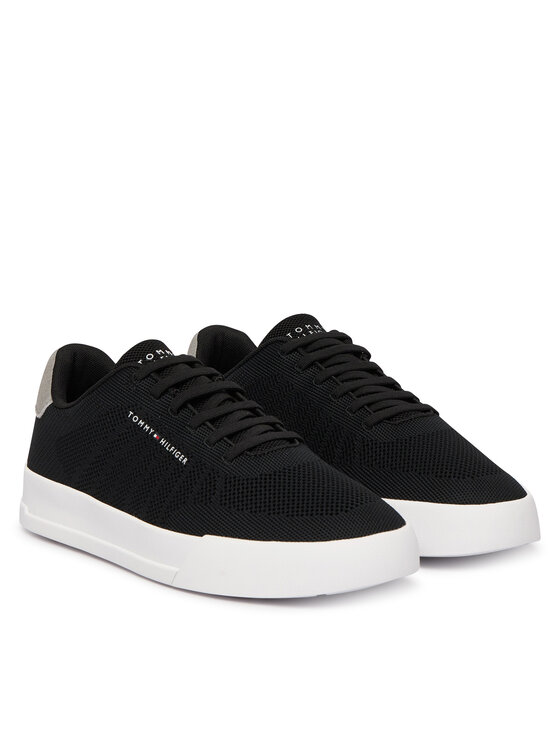 Tommy Hilfiger Sneakersy Tommy Hilfiger Th Court Knit FM0FM05823 Czarny